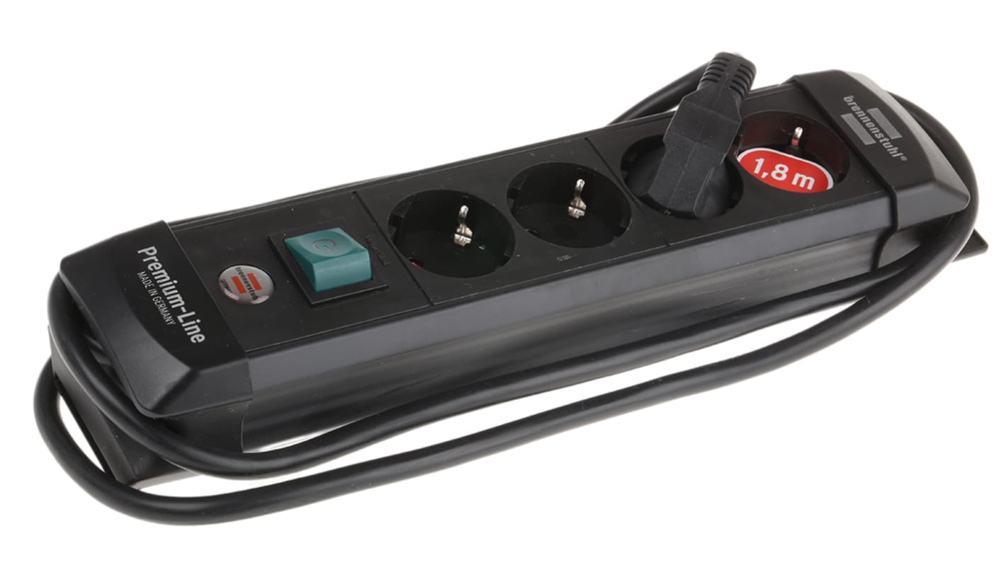 brennenstuhl 1.8m 4 Socket Type F - German Schuko Extension Lead, 230 V, IP20