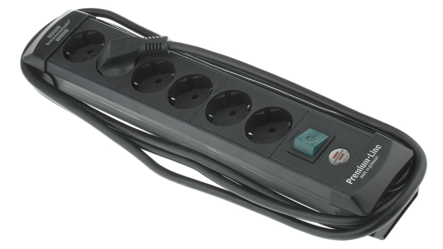 brennenstuhl 3m 6 Socket Type F - German Schuko Extension Lead, 230 V, IP20