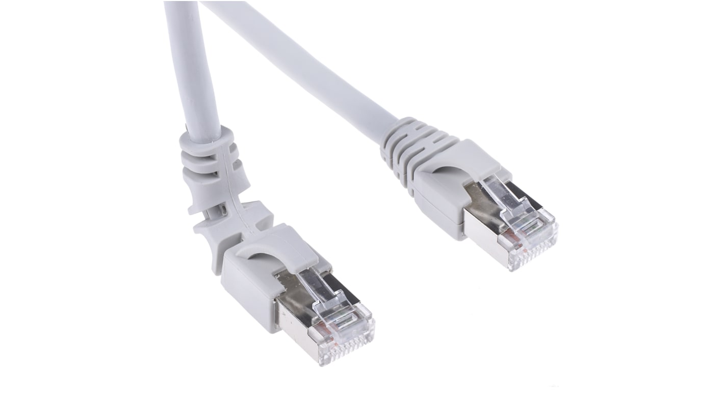 Weidmüller Cat6 Right Angle Male RJ45 to Straight Male RJ45 Ethernet Cable, S/FTP, Grey LSZH Sheath, 3m