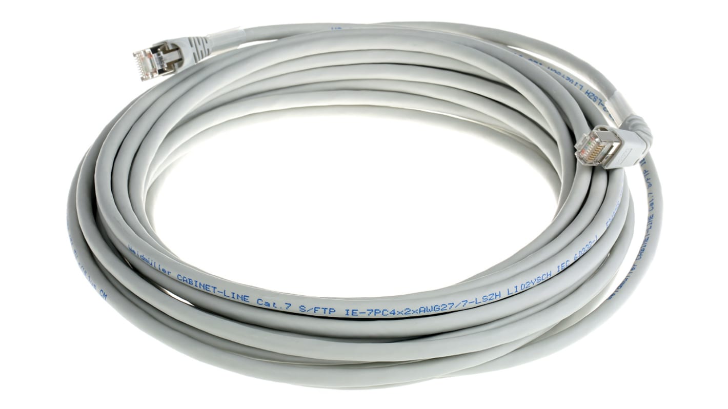 Weidmuller, 10m Cat6, Grey RJ45 to Male RJ45 Male, S/FTPShielded, Terminated LSZH Sheath