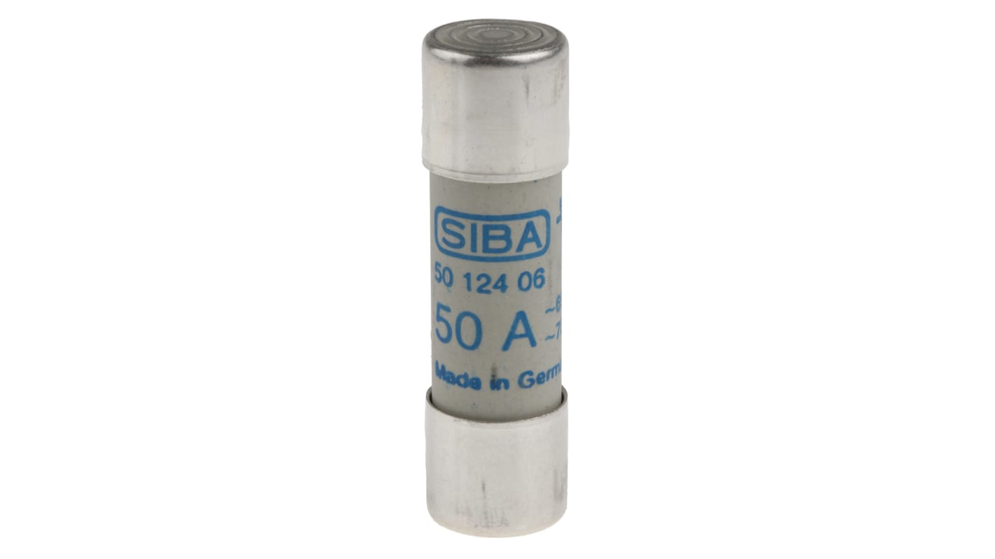 SIBA 50A Ceramic Cartridge Fuse, 14 x 51mm