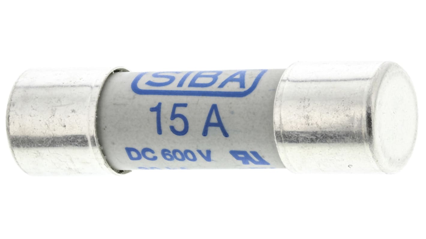 SIBA 15A Ceramic Cartridge Fuse, 10 x 38mm