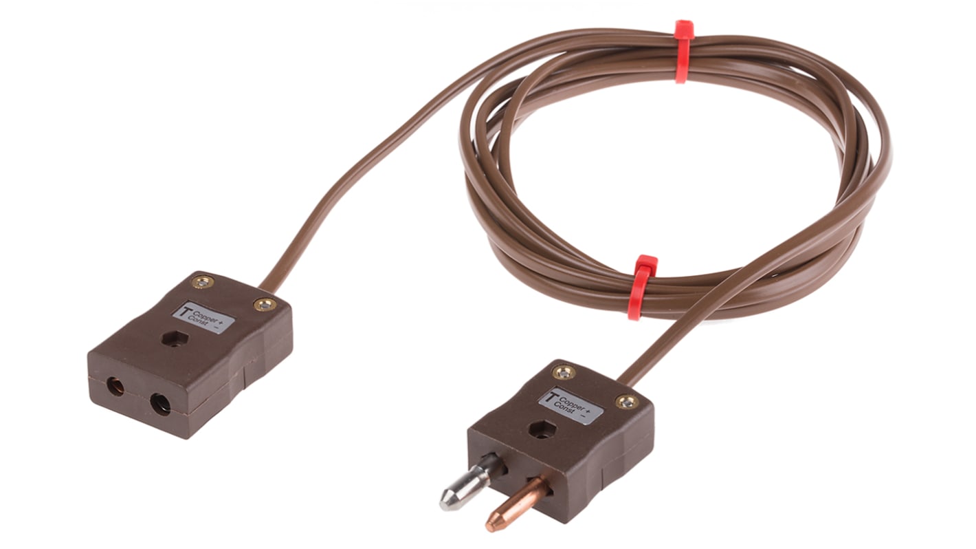 Cable alargador termopar RS PRO para termopares tipo T, temp. máx. +105°C, long. 2m, aislamiento de PVC