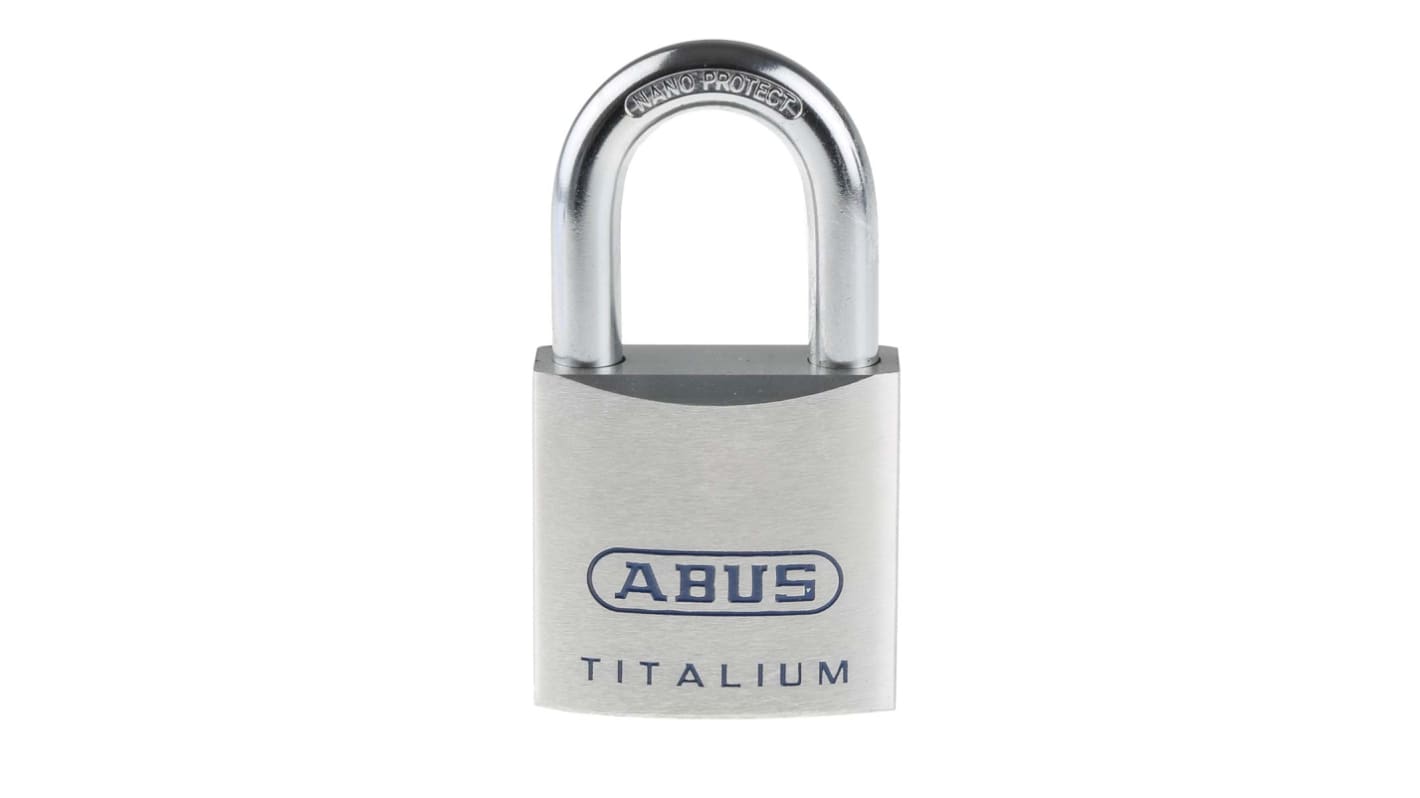 ABUS Key Weatherproof Titanium Weatherproof Padlock, 9.5mm Shackle, 50mm Body