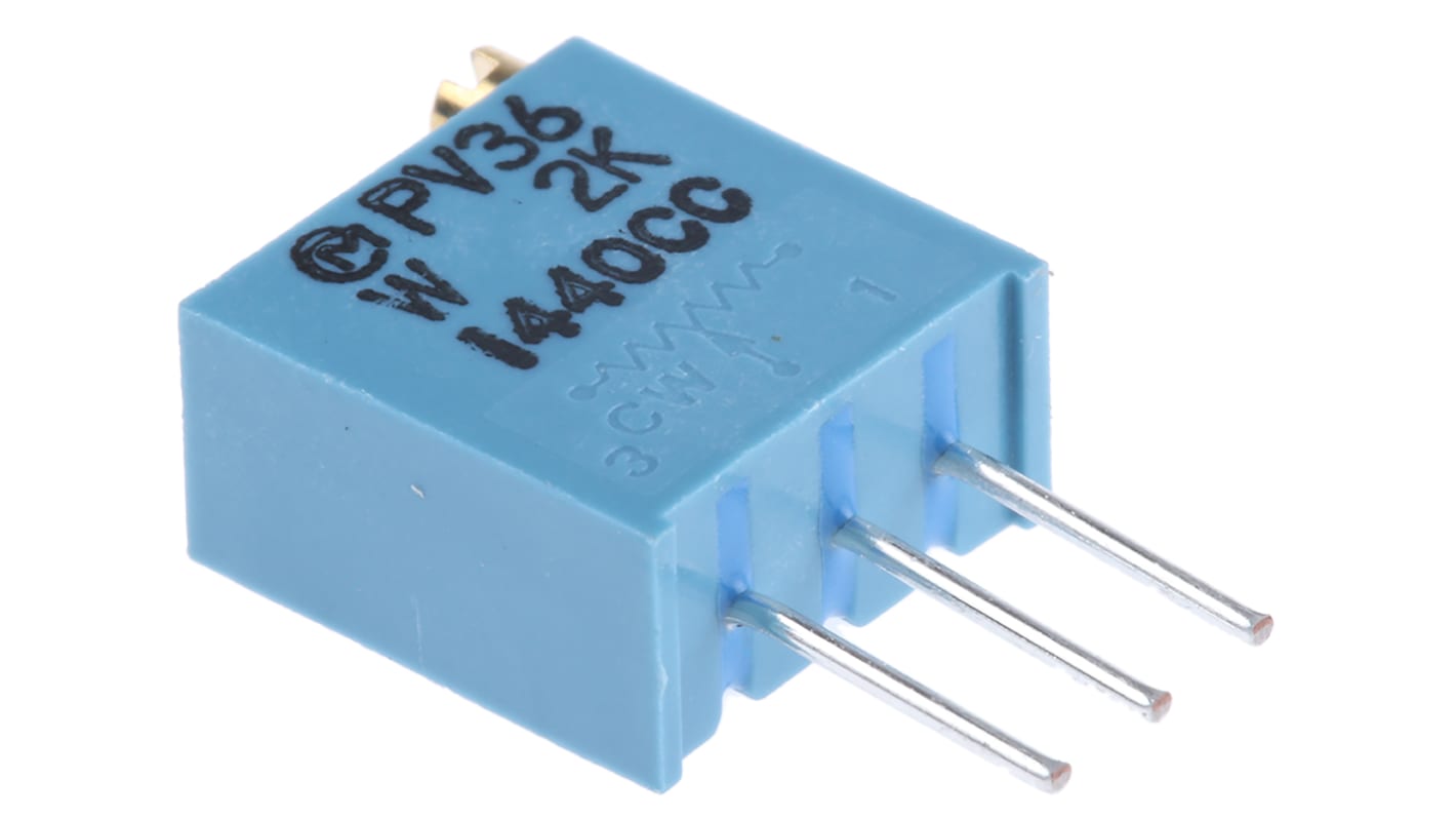 2kΩ, Through Hole Trimmer Potentiometer 0.5W Top Adjust Bourns, PV36