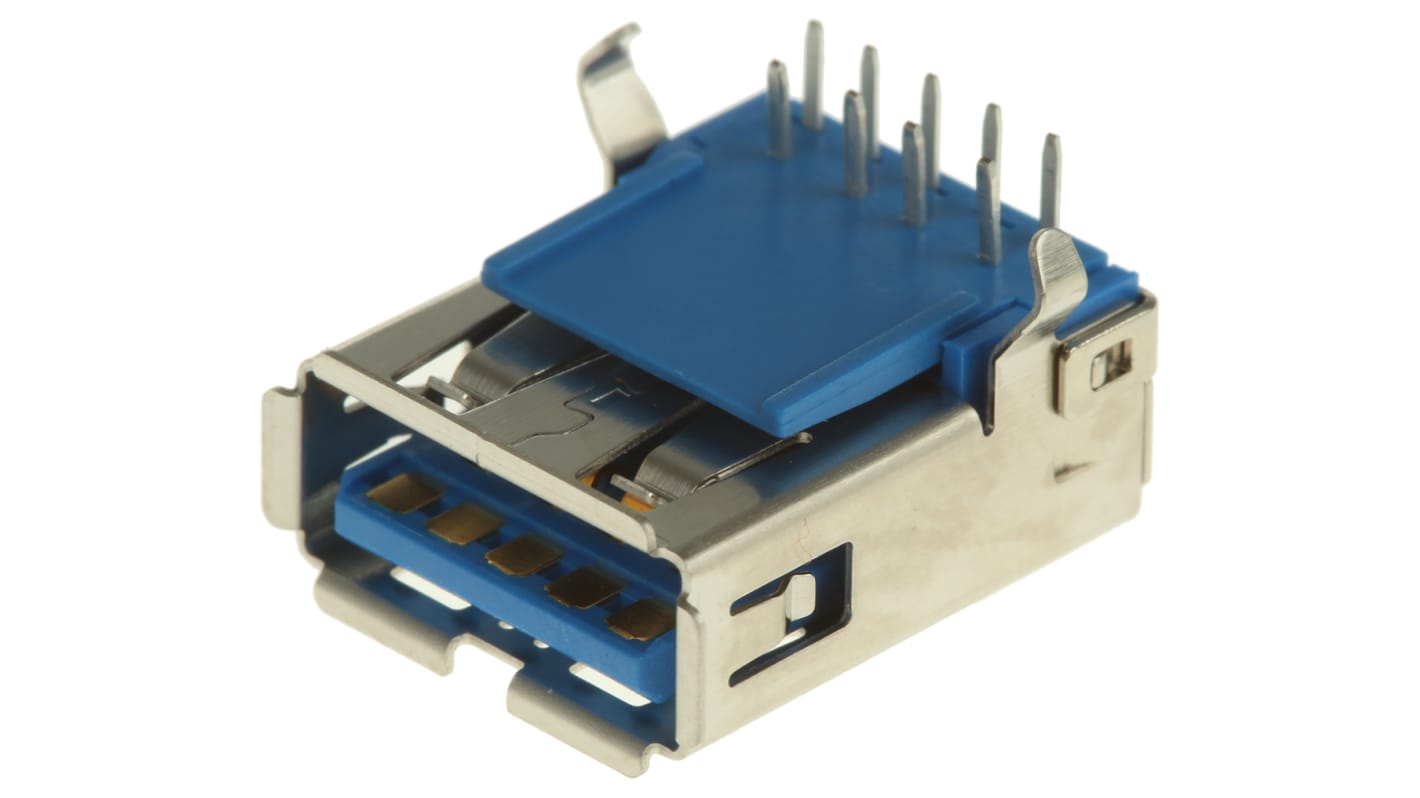 Amphenol ICC USB3.0A母座 USB连接器, 通孔安装, 1端口, 焊接端接