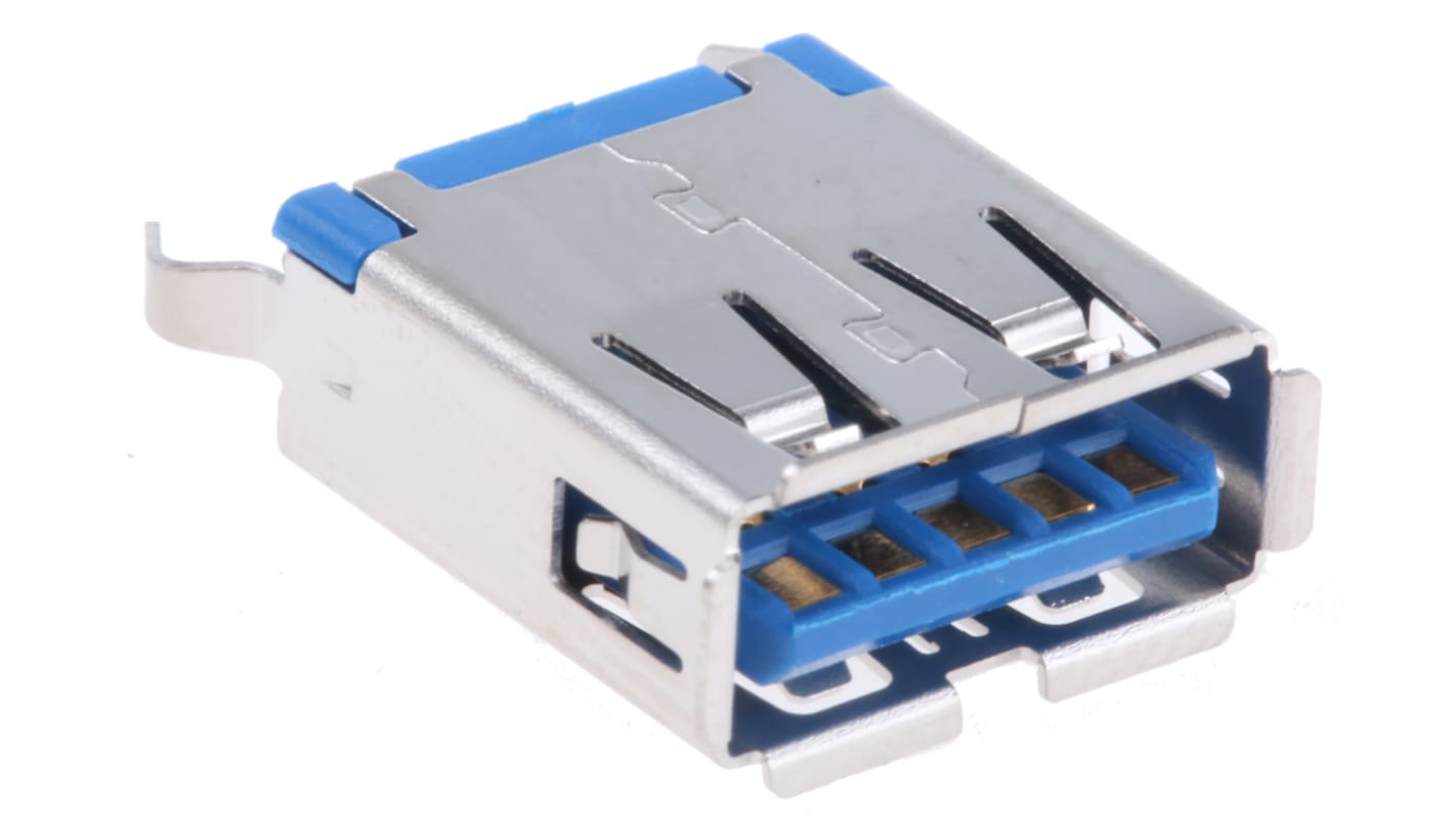Amphenol Communications Solutions Straight, Through Hole, Socket- Single Port Type A 3.0 USB Connector
