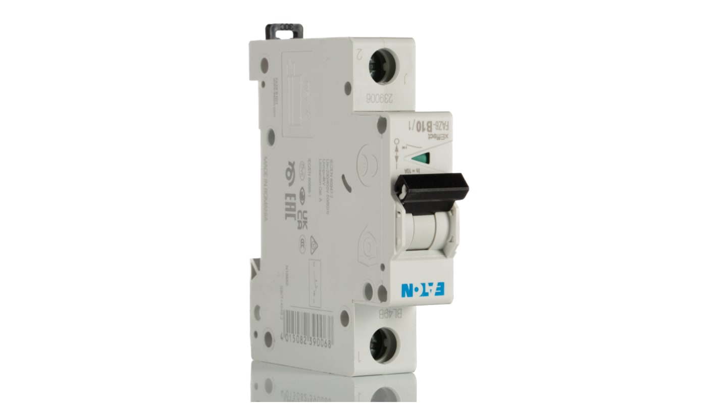 Eaton MCB Leitungsschutzschalter Typ B, Pol 1 10A 230 → 400V, Abschaltvermögen 6 kA xEffect DIN-Schienen-Montage