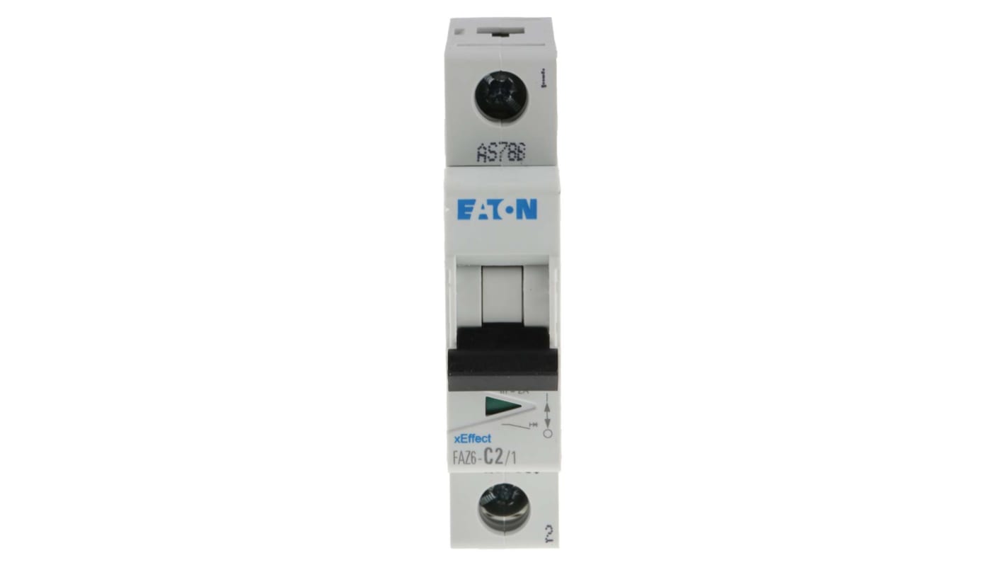 Eaton C型MCB, 1极, 6 kA分断, 2A, 230 → 400VAC