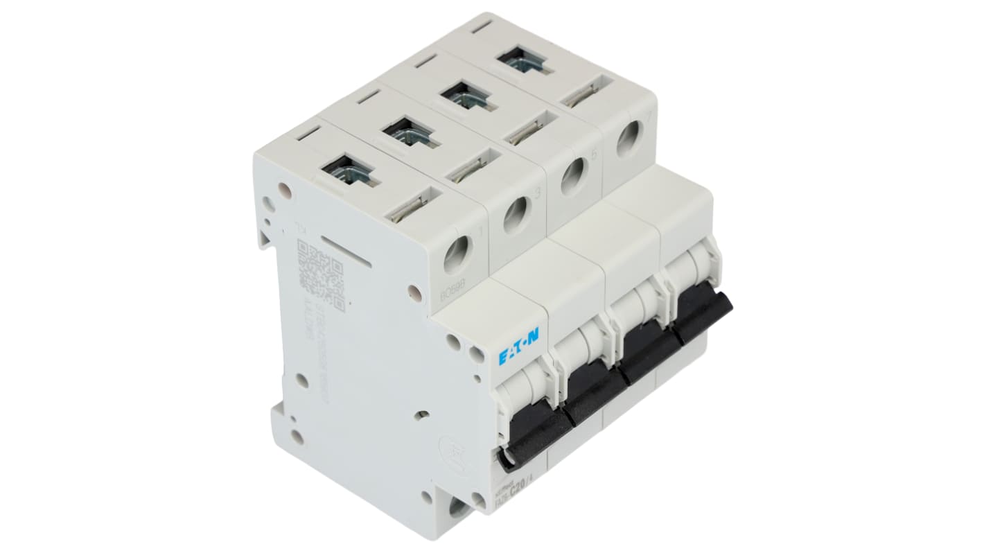 Eaton xEffect MCB, 4P, 20A Curve C, 230 → 400V AC, 6 kA Breaking Capacity