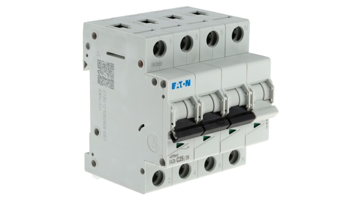 Eaton MCB Leitungsschutzschalter Typ C, Pol 3 25A 230 → 400V, Abschaltvermögen 6 kA xEffect DIN-Schienen-Montage