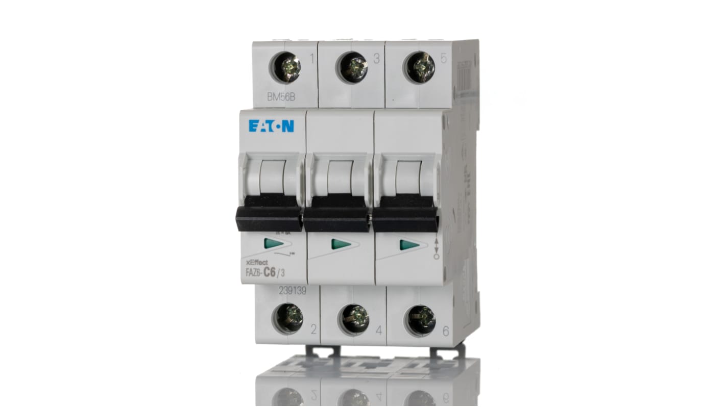 Interruttore magnetotermico Eaton, 3P 6A 6 kA, Tipo C