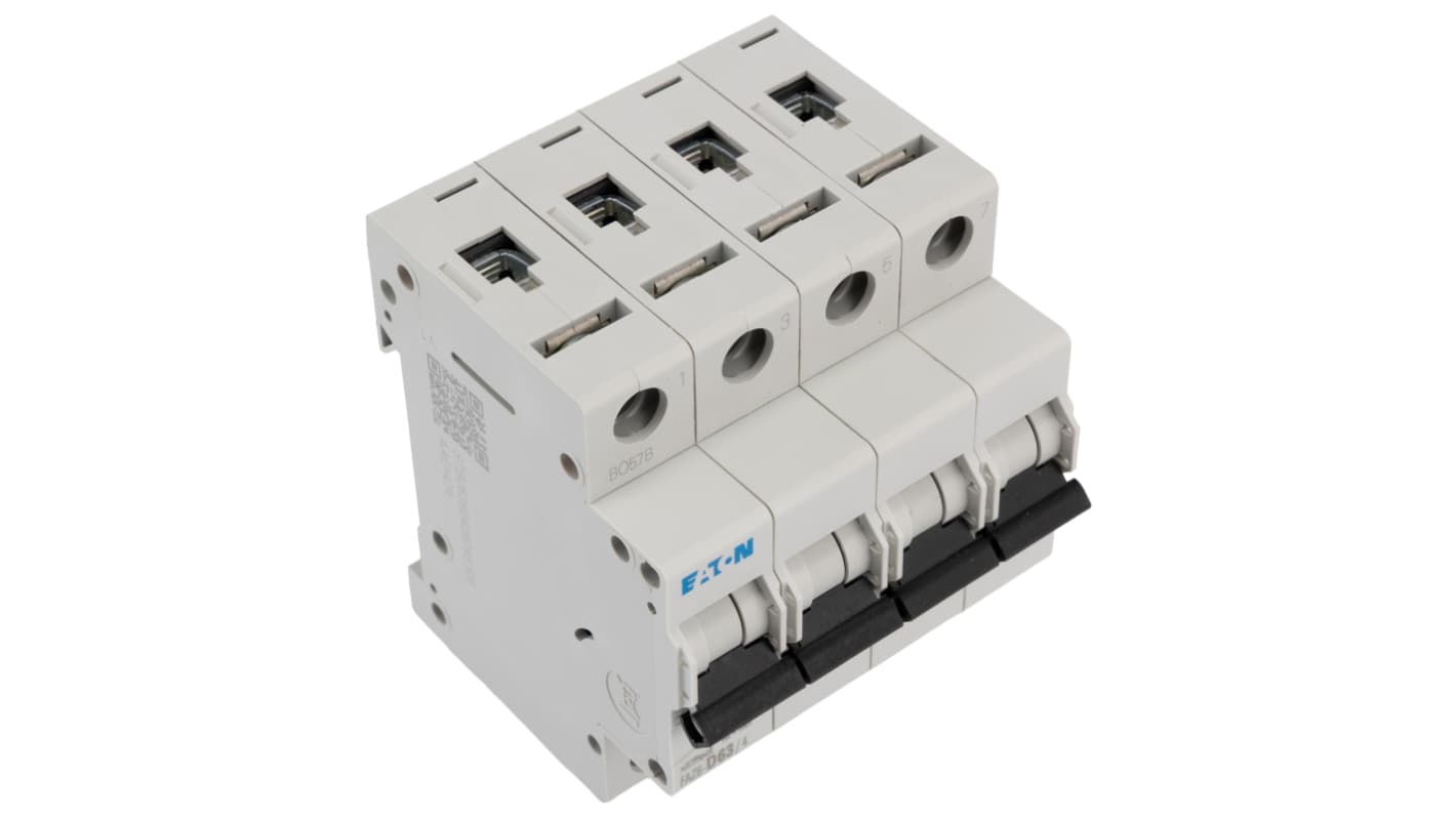 Eaton xEffect MCB, 4P, 63A Curve D, 230 → 400V AC, 6 kA Breaking Capacity