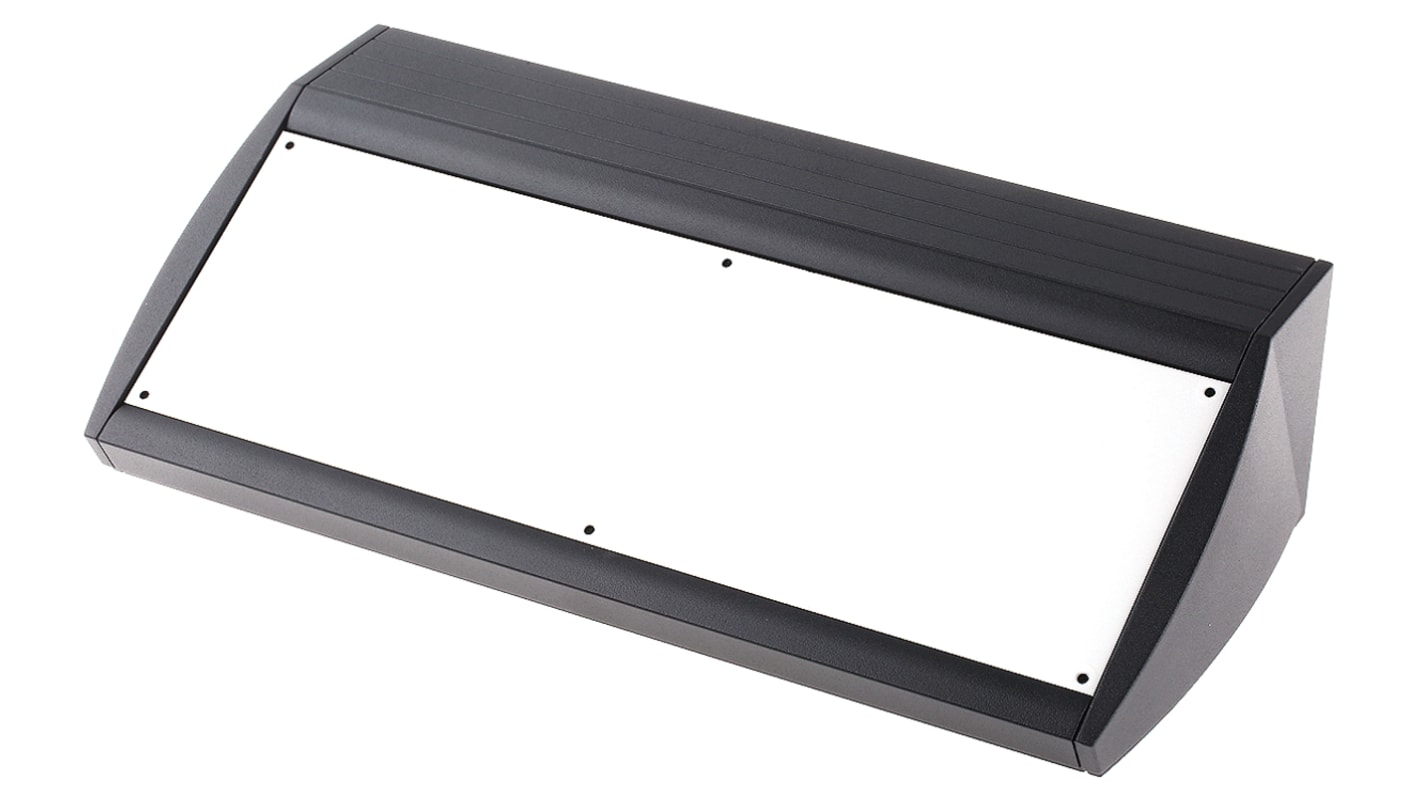 METCASE Unidesk Series Black Aluminium Desktop Enclosure, Sloped Front, 400 x 200 x 102mm