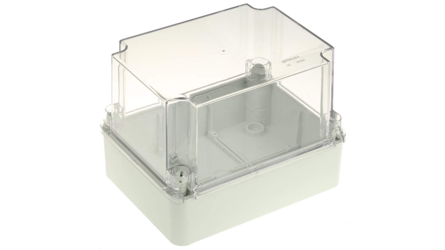RS PRO Grey ABS Enclosure, IP55, Clear Lid, 155 x 140 x 200mm