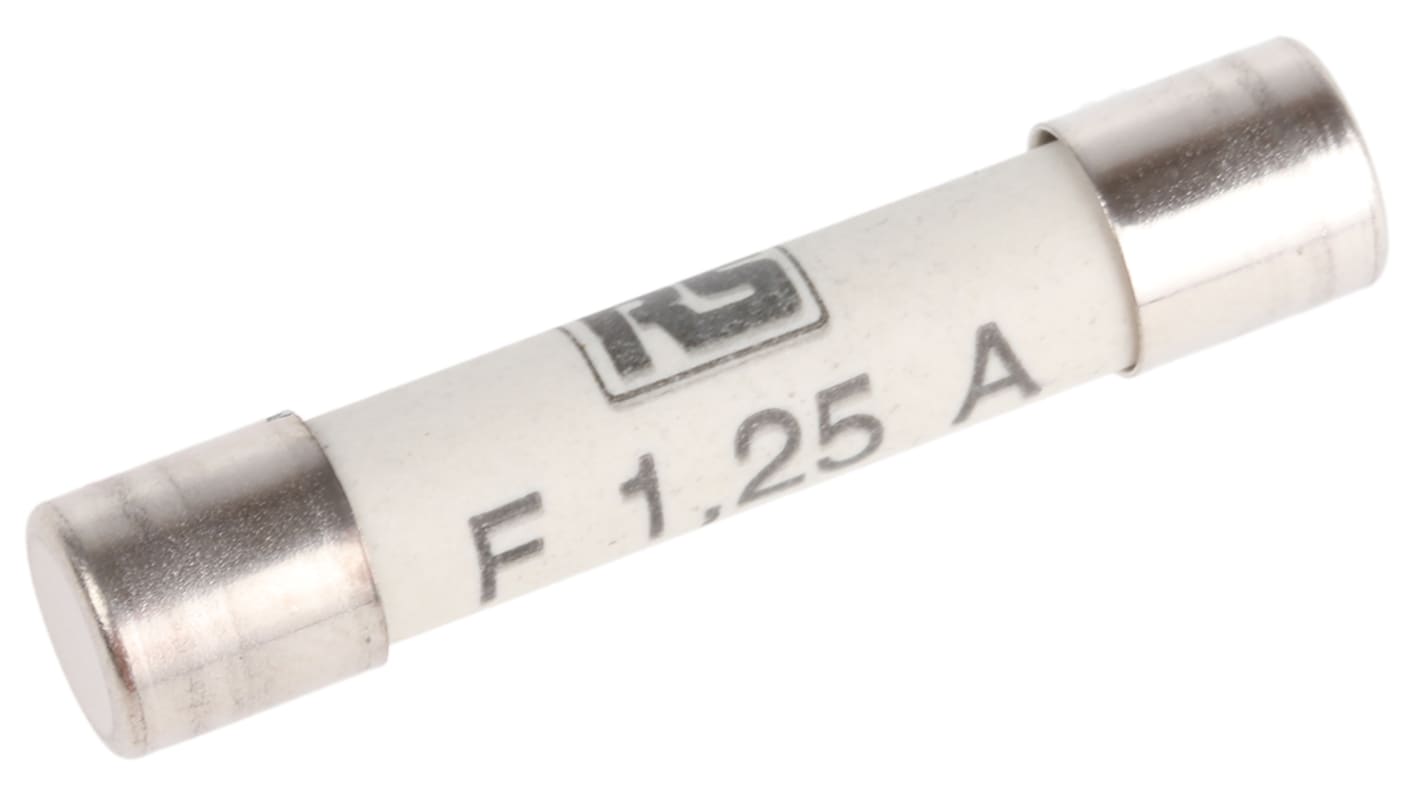 RS PRO 1.25A F Ceramic Cartridge Fuse, 6.3 x 32mm