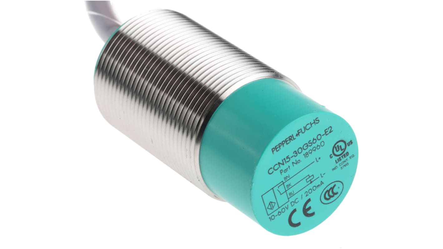 Rs-Online Sensore di prossimità Cilindro filettato Pepperl + Fuchs M30 rilevamento 15 mm 10→ 60 V c.c