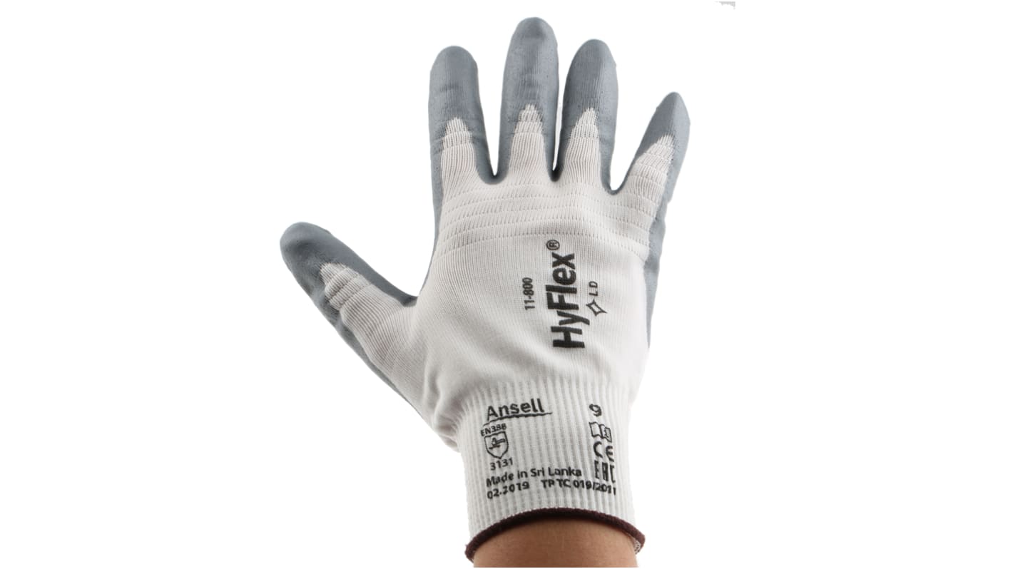 Ansell HyFlex 11-800 Arbeitshandschuhe Größe 9 Mechanisch Nylon Weiß 12Paare