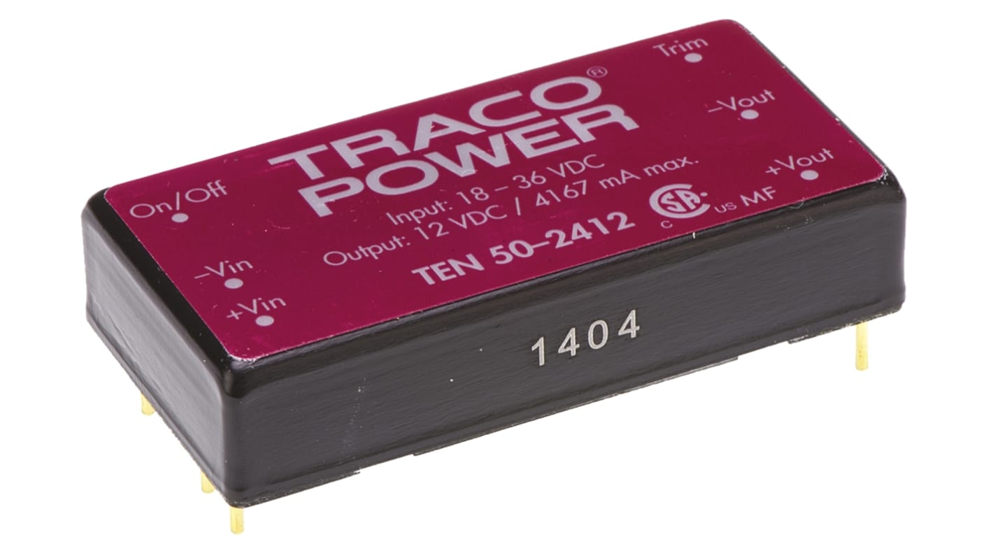 Przetwornica DC-DC, 50W, Uwe 18 → 36 V DC, Uwy 12V dc, Iwy 4.17A, TRACOPOWER