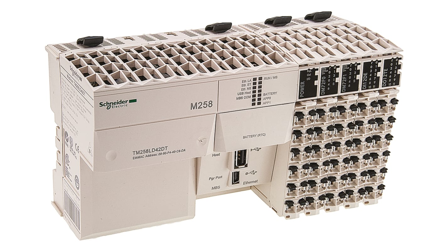Rs-Online CPU PLC Schneider Electric Modicon M258 ingressi: 26 uscite: 16 42 I/O 24 V c.c