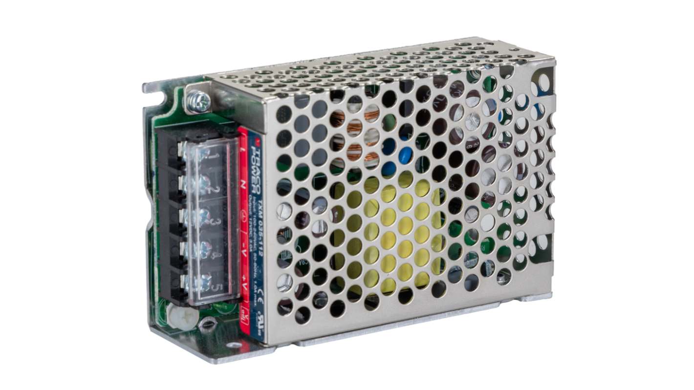 TRACOPOWER Switching Power Supply, TXM 035-112, 12V dc, 3A, 36W, 1 Output, 85 → 264 V ac, 120 → 375 V dc