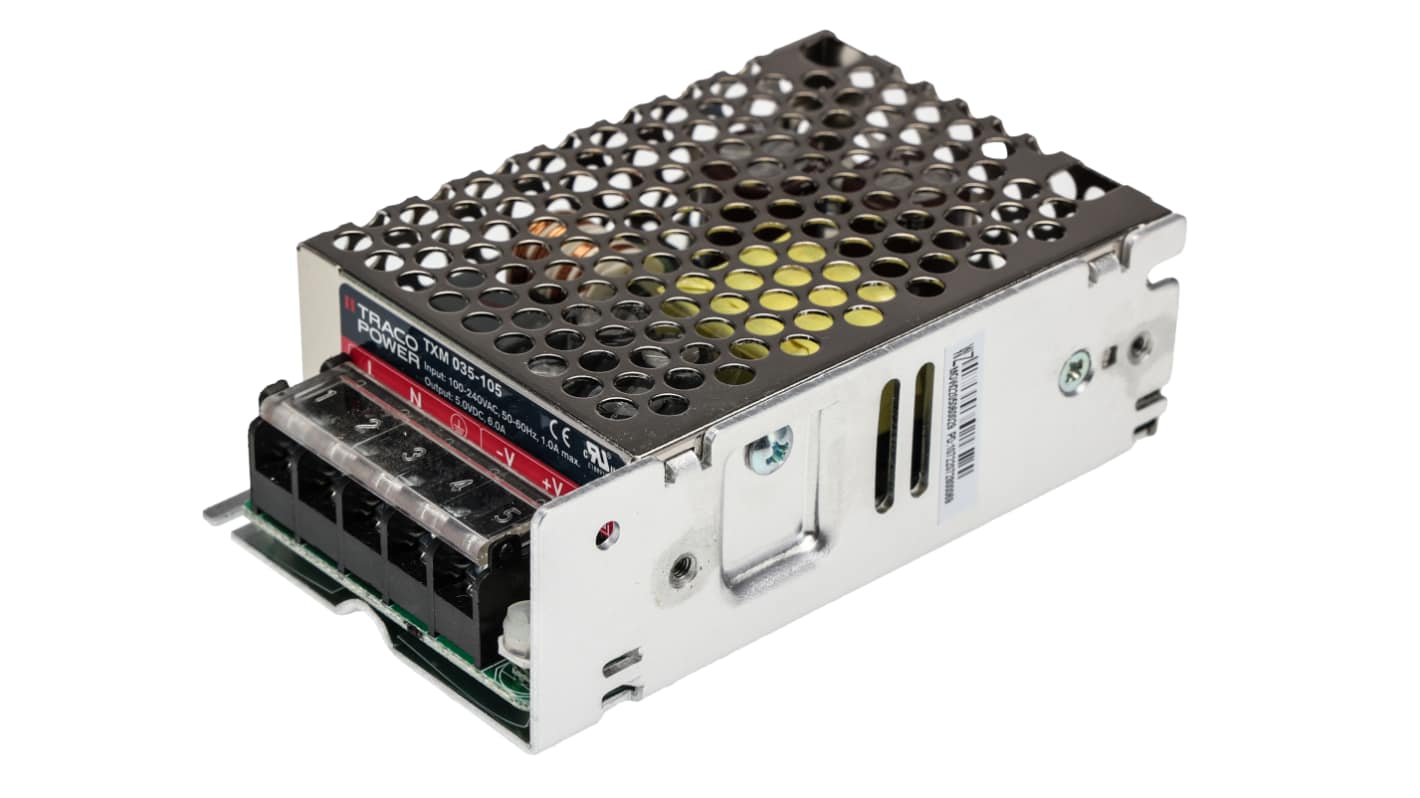 Fuente de alimentación conmutada TRACOPOWER serie TXM 035, 5V dc, 6A, 30W, 1 salida, , Montaje en panel