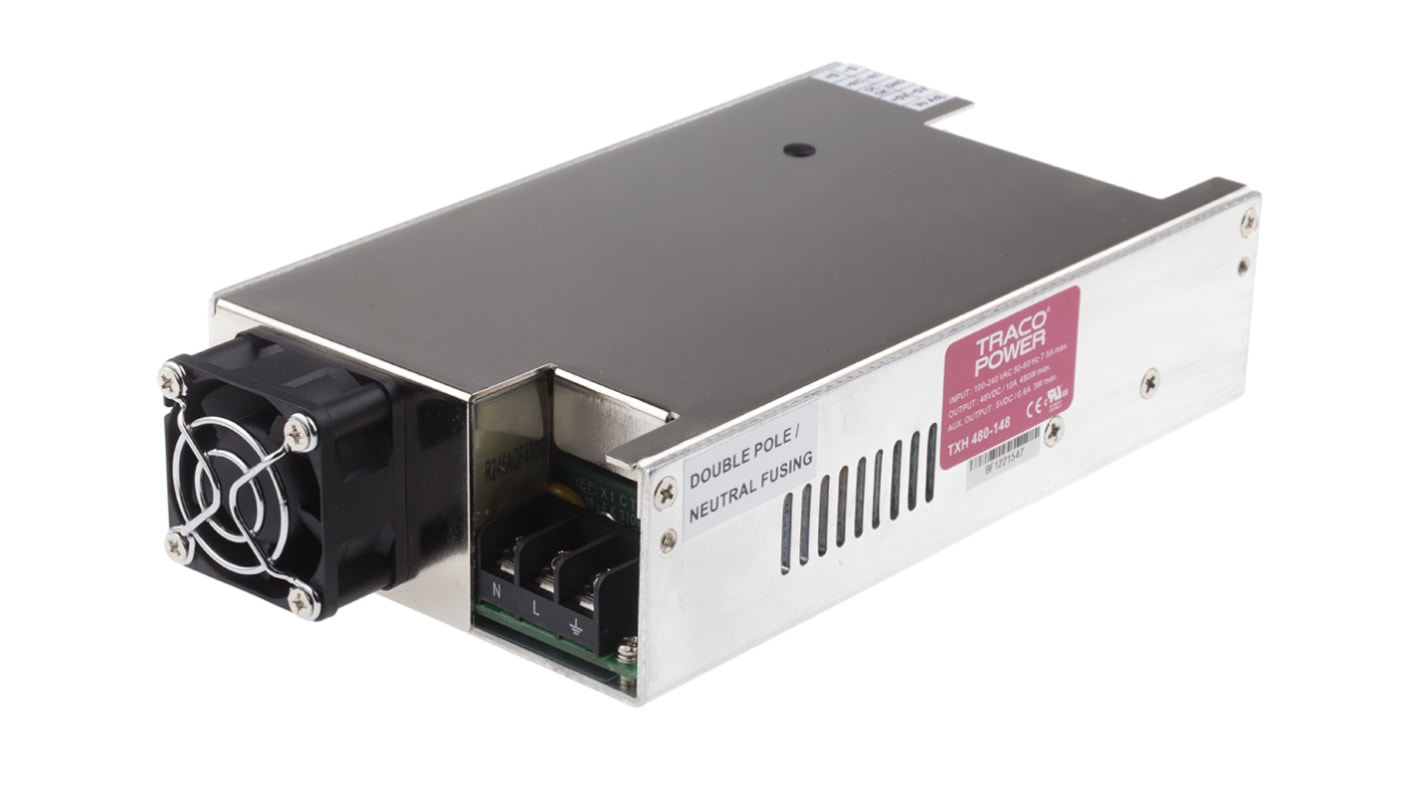 TRACOPOWER Embedded Switch Mode Power Supply SMPS, TXH 480-148, 48V dc, 10A, 480W, 1 Output, 120 → 370 V dc, 90