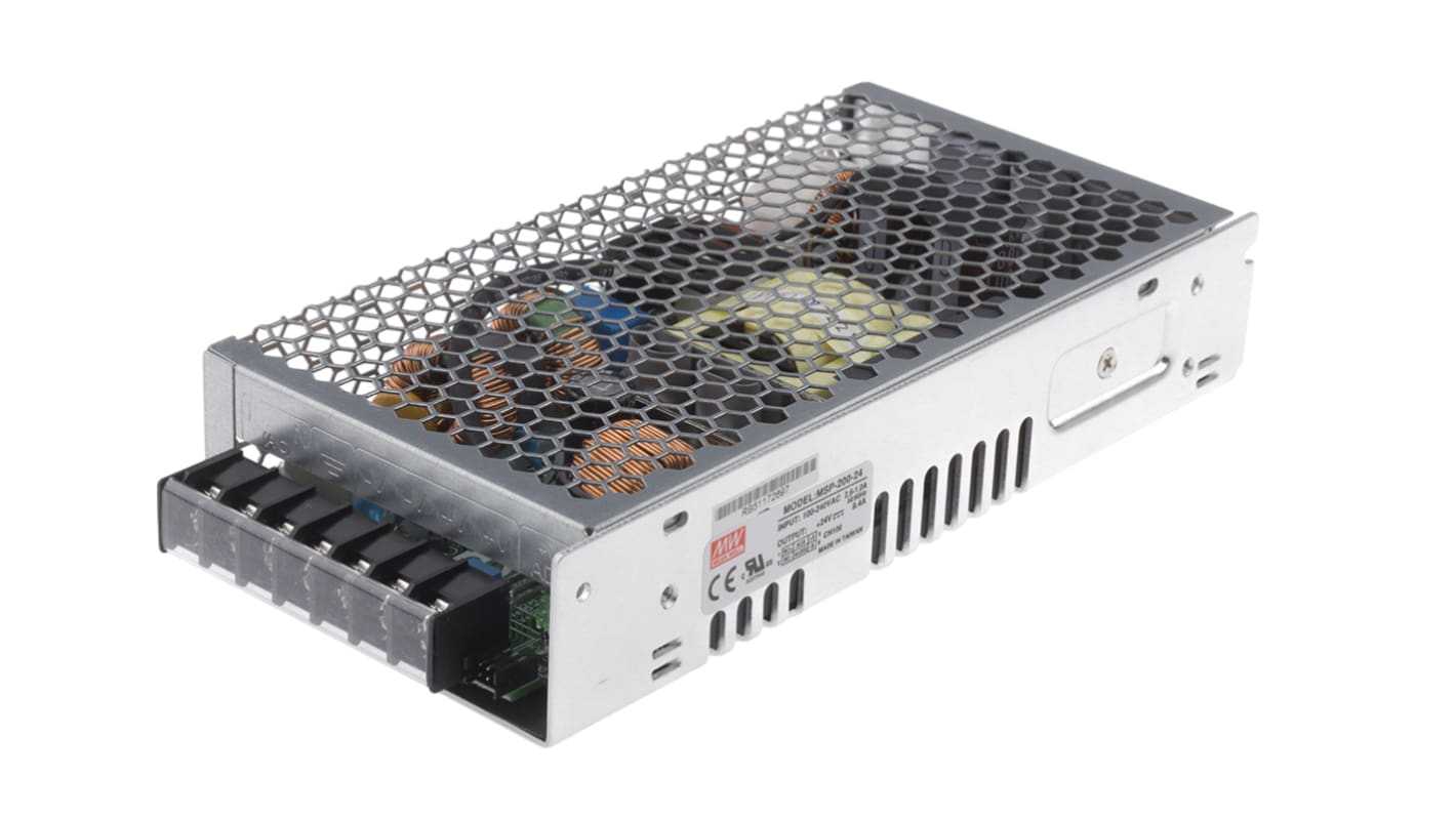 Alimentatore switching MEAN WELL MSP-200-24, 201.6W, ingresso 120 → 370 V dc, 85 → 264 V ac, uscita 24V