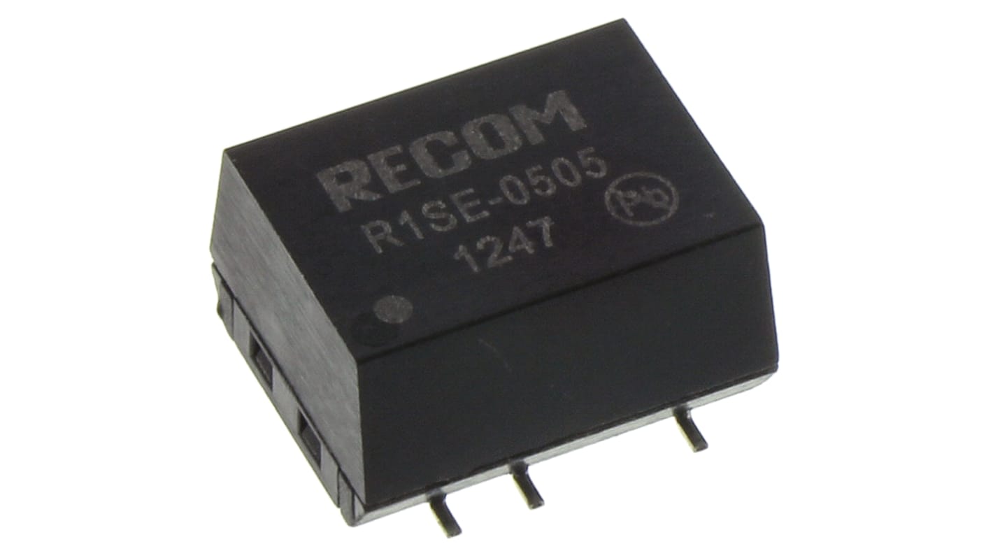 Recom R1SE DC-DC Converter, 5V dc/ 200mA Output, 4.5 → 5.5 V dc Input, 1W, Surface Mount, +85°C Max Temp -40°C