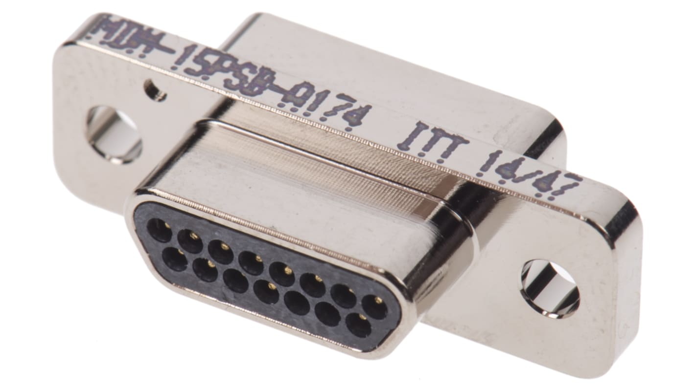 ITT Cannon DB15针Micro-D公插, 直向, 面板安装, 焊接端接, 3A, MDM系列