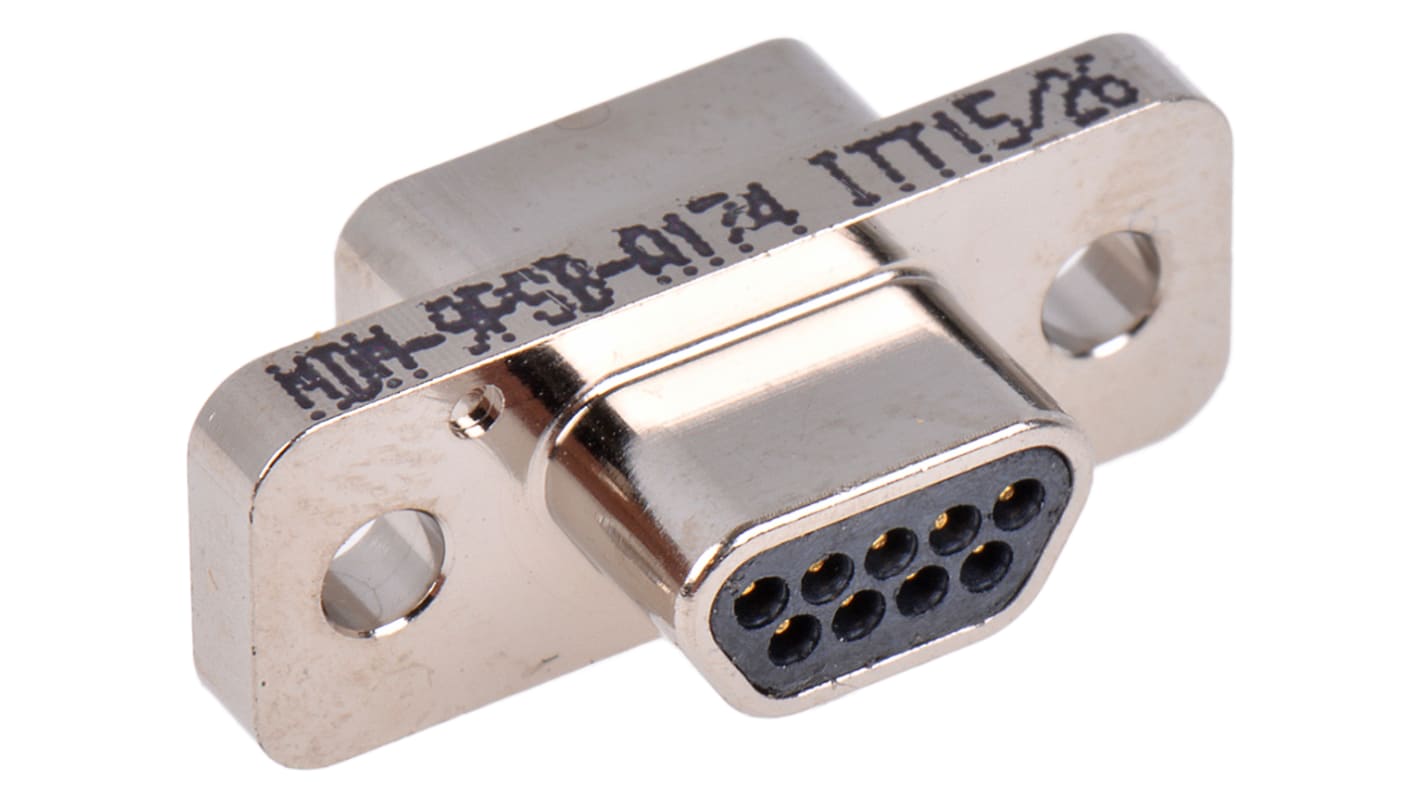 ITT Cannon MDM 9 Way Panel Mount D-sub Connector Plug, 1.27mm Pitch