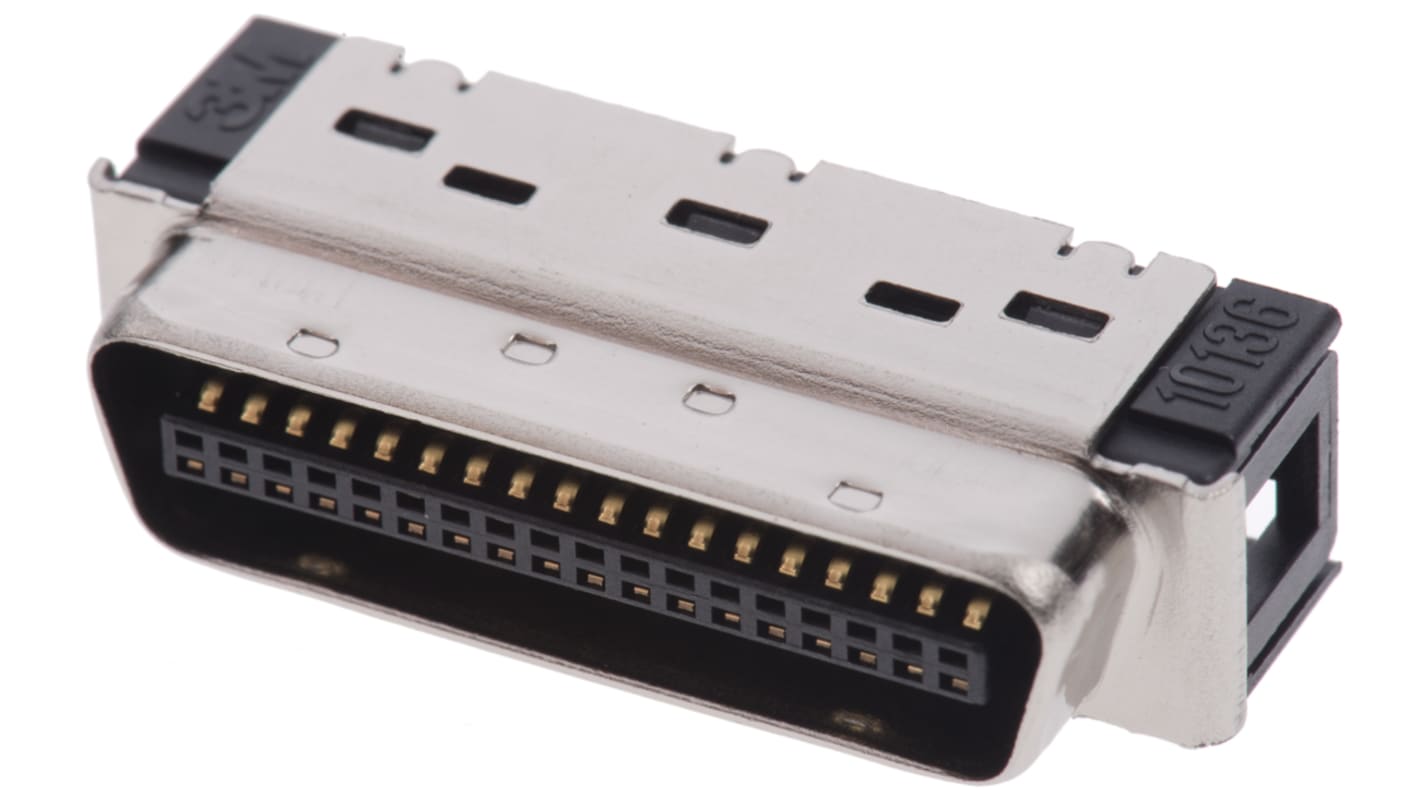 3M 101 36 Way Cable Mount D-sub Connector Plug, 1.27mm Pitch