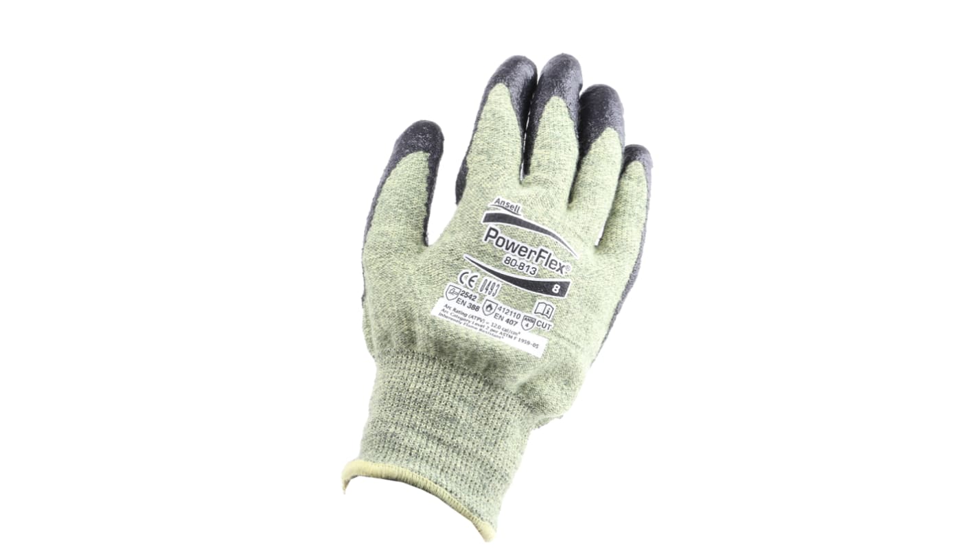 Ansell Hynit Green Kevlar Heat Resistant Work Gloves, Size 8, Neoprene Coating