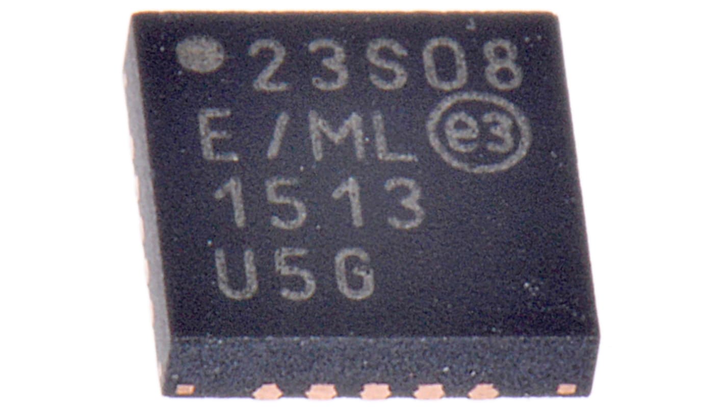 Microchip 8通道I/O扩展器, 串行 - SPI接口, QFN封装, 20引脚, 贴片安装, 最大5.5 V