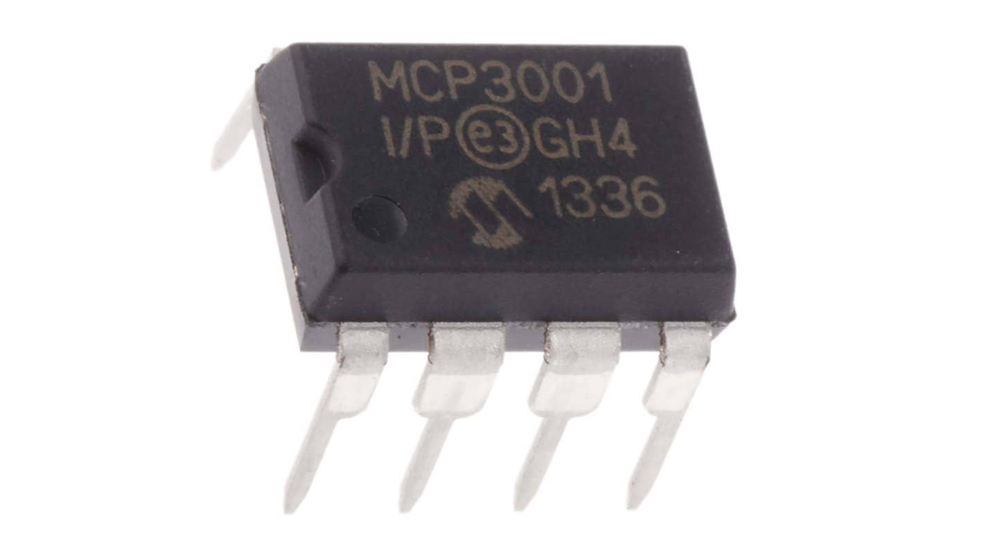 ADC, MCP3001-I/P, 10 bits bits, 200ksps, 8 broches, PDIP