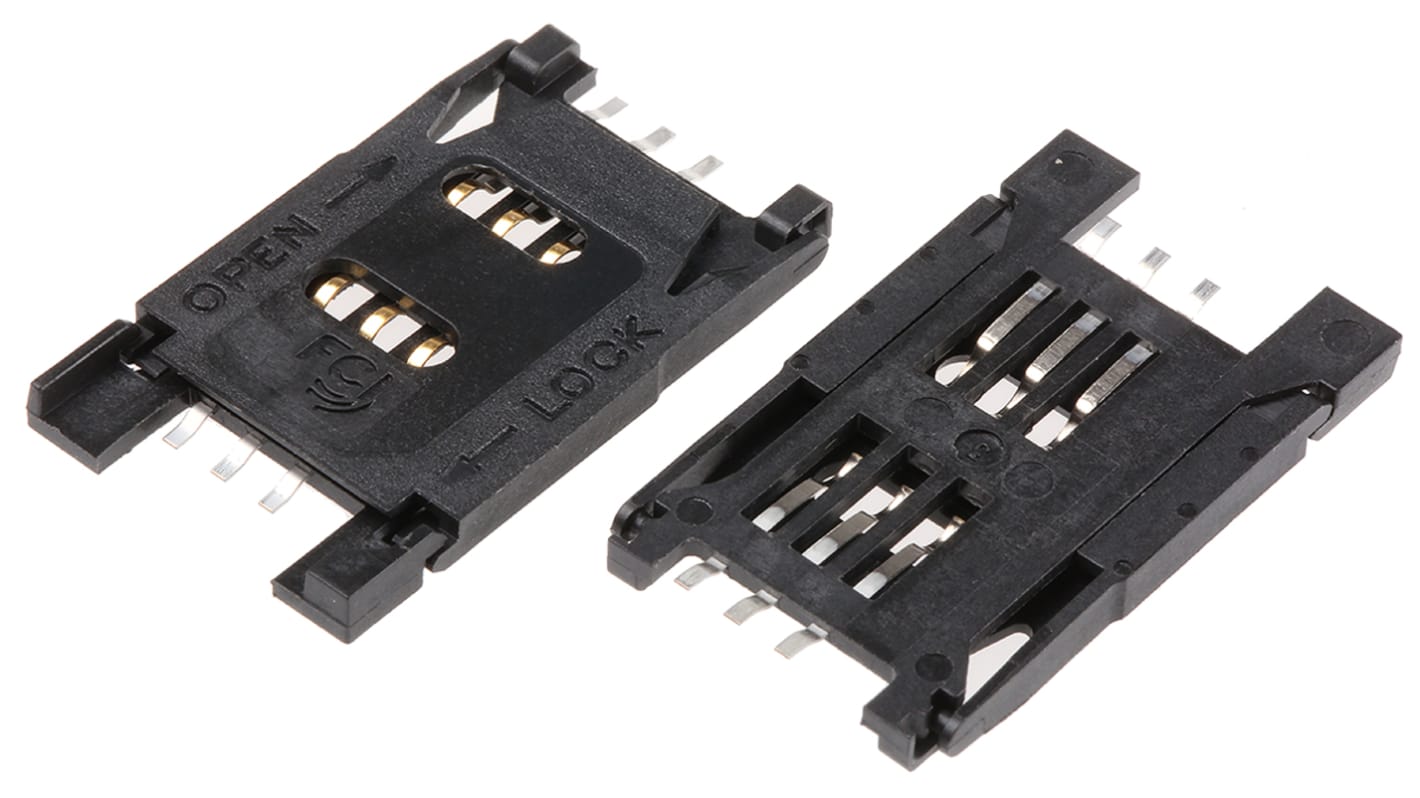 Amphenol ICC 6 Way Memory Card Connector With Solder Termination