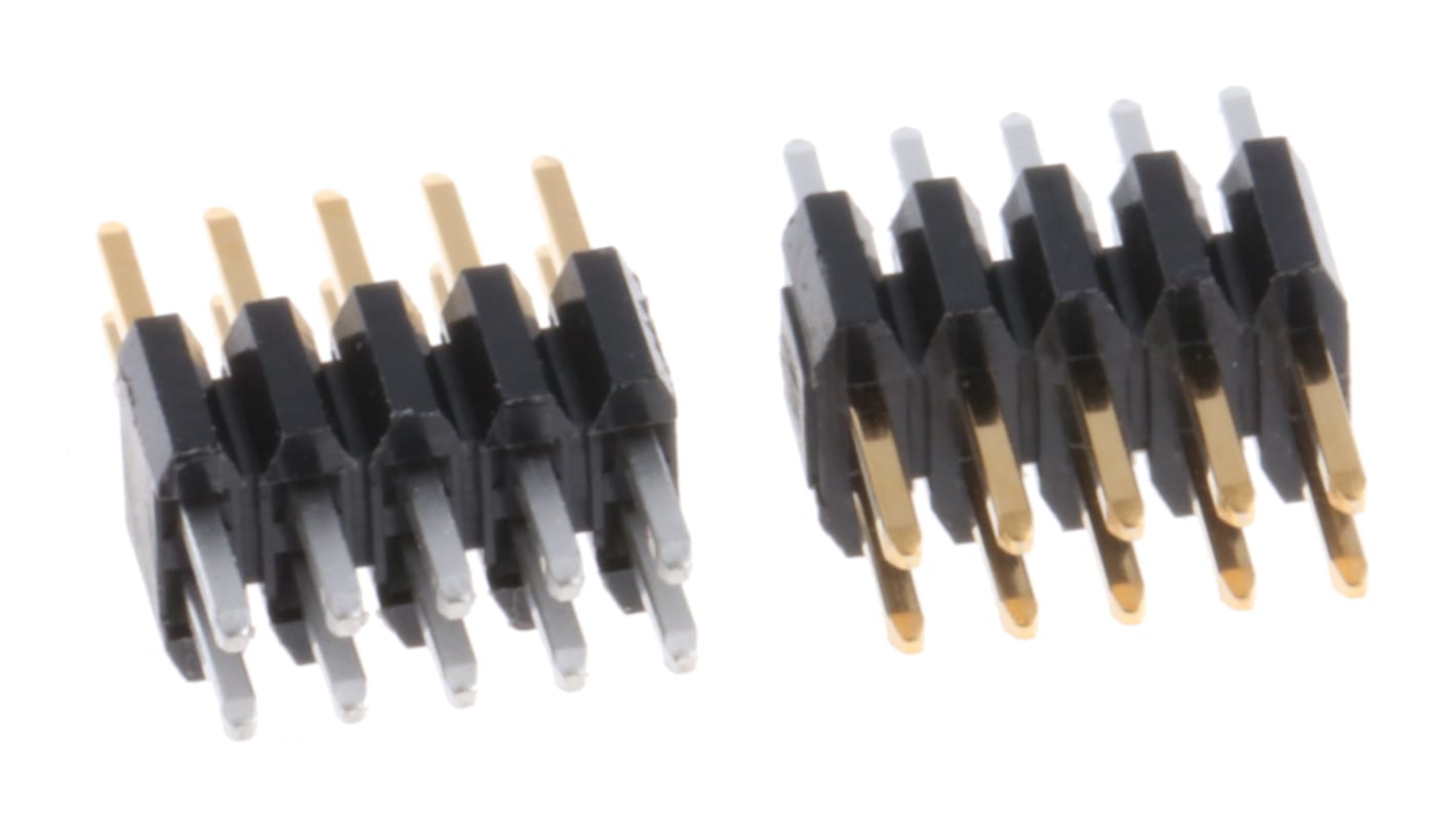 Amphenol Communications Solutions 10p双排排针 直向板对板连接器, 1.27mm间距, 1.0A, 125.0 V, THT安装, Minitek127系列