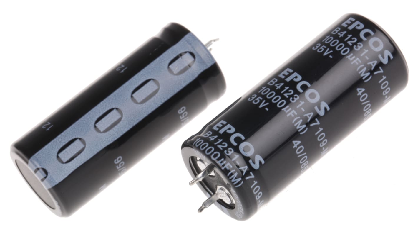 EPCOS 10000μF Aluminium Electrolytic Capacitor 35V dc, Snap-In - B41231A7109M060