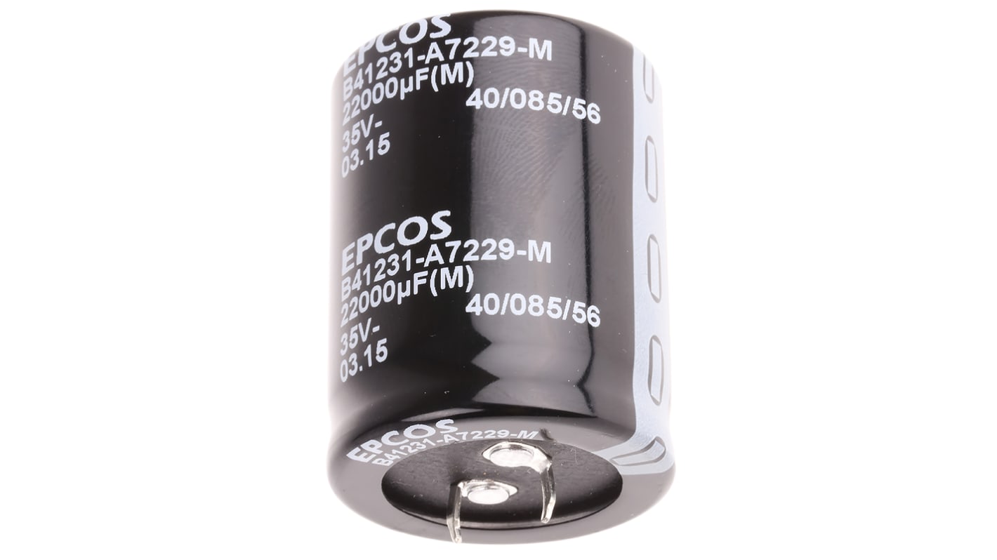 EPCOS 22000μF Aluminium Electrolytic Capacitor 35V dc, Snap-In - B41231A7229M060