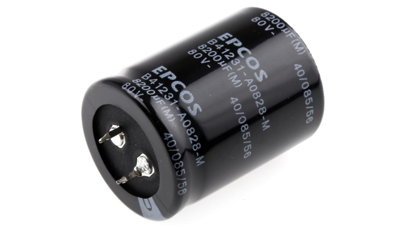 B41231A0828M060 | EPCOS 8200μF,80V dc コンデンサ, スナップ B41231A0828M060 | EPCOS 8200μF,80V dc コンデンサ, スナップ