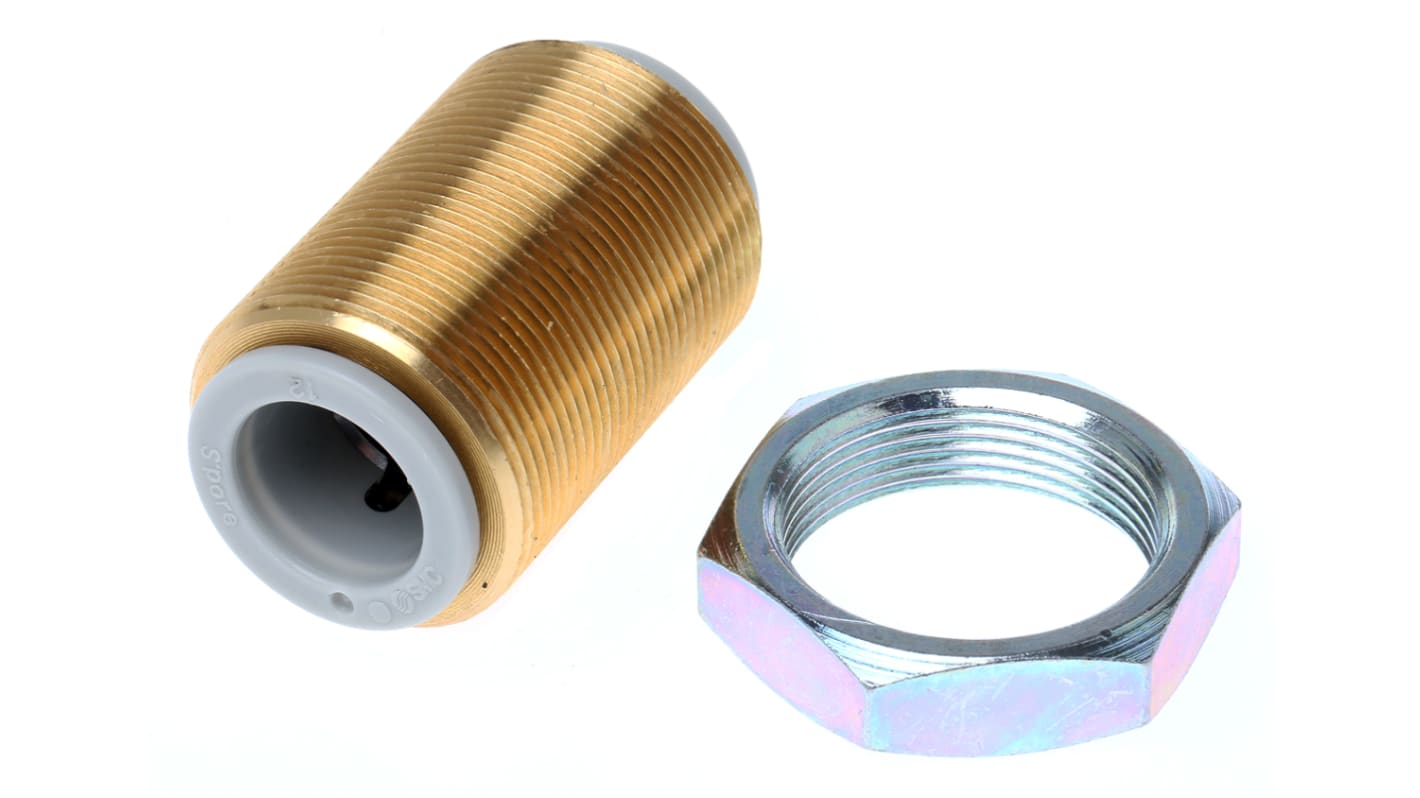 SMC KQ2 Series Bulkhead Tube-to-Tube Adaptor, Push In 12 mm to Push In 12 mm, Tube-to-Tube Connection Style