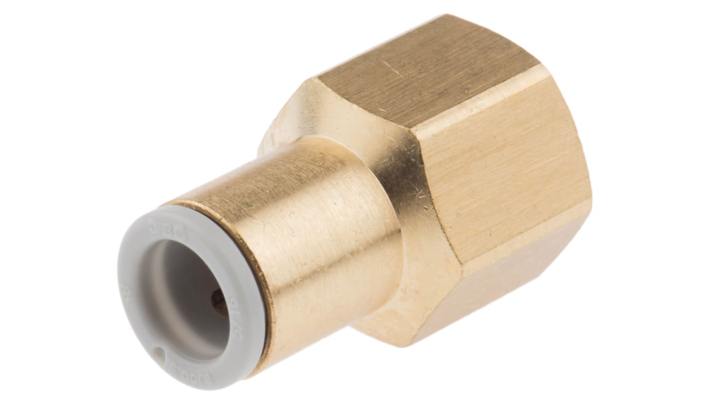 SMC KQ2 Series Straight Threaded Adaptor, Rc 1/4 Female to Push In 8 mm, Threaded-to-Tube Connection Style