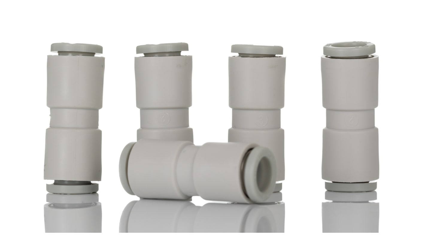 SMC KQ2 Series Straight Tube-to-Tube Adaptor, Push In 6 mm to Push In 6 mm, Tube-to-Tube Connection Style