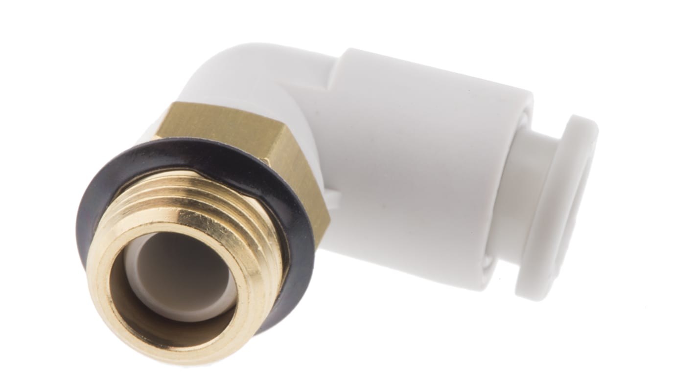SMC KQ2 Series Elbow Threaded Adaptor, Uni 1/8 Male to Push In 6 mm, Threaded-to-Tube Connection Style