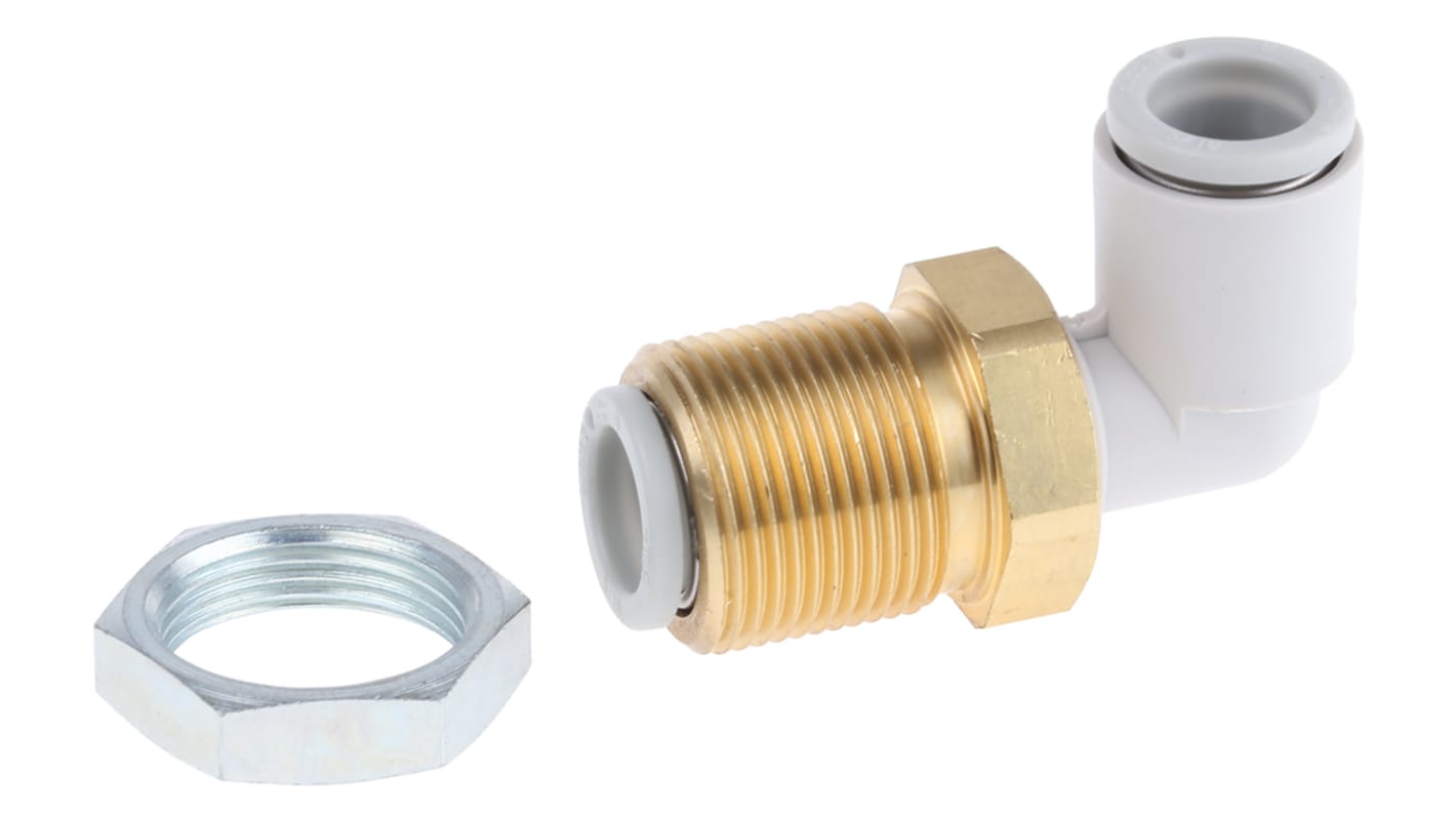 SMC KQ2 Series Bulkhead Threaded-to-Tube Adaptor, Push In 8 mm to Push In 8 mm, Threaded-to-Tube Connection Style