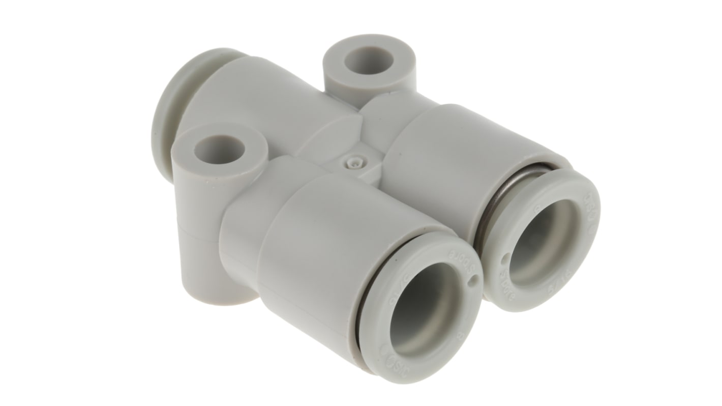 SMC KQ2 Series Y Tube-to-Tube Adaptor, Push In 8 mm to Push In 8 mm, Tube-to-Tube Connection Style