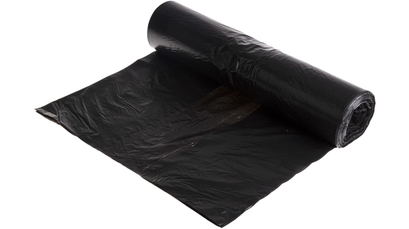 RS PRO Black Plastic Bin Bag, 80 → 90L Capacity, 50 per Package