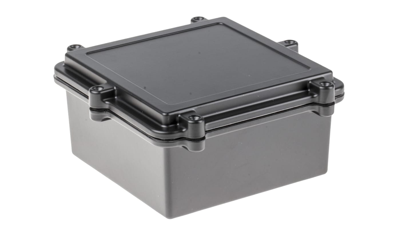 RS PRO Black Die Cast Aluminium Enclosure, IP67, Flanged, Black Lid, 162 x 162 x 80mm