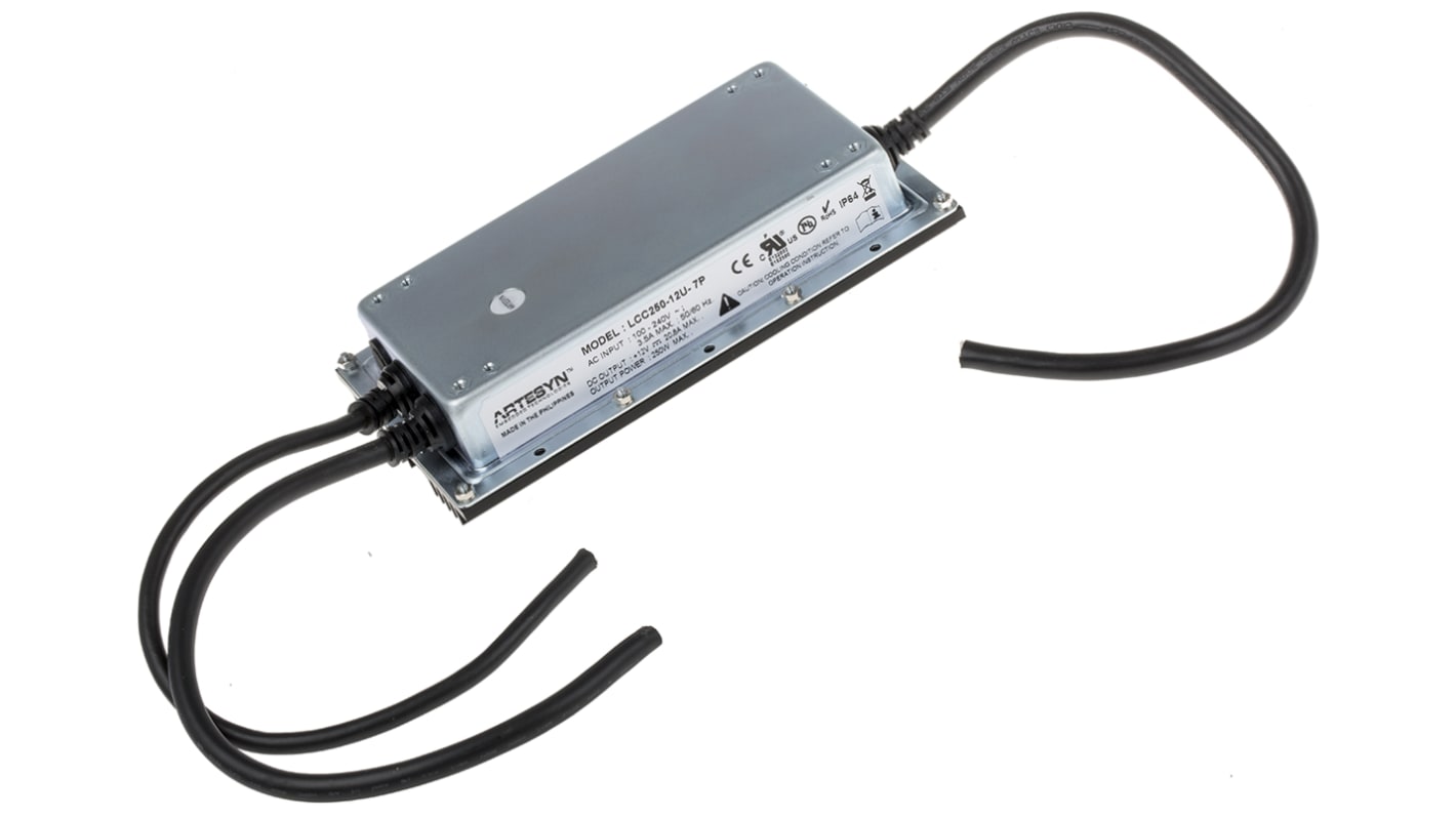 Fuente de alimentación conmutada Artesyn, 12V dc, 20.8A, 250W, 1 salida, para uso médico, Montaje en panel