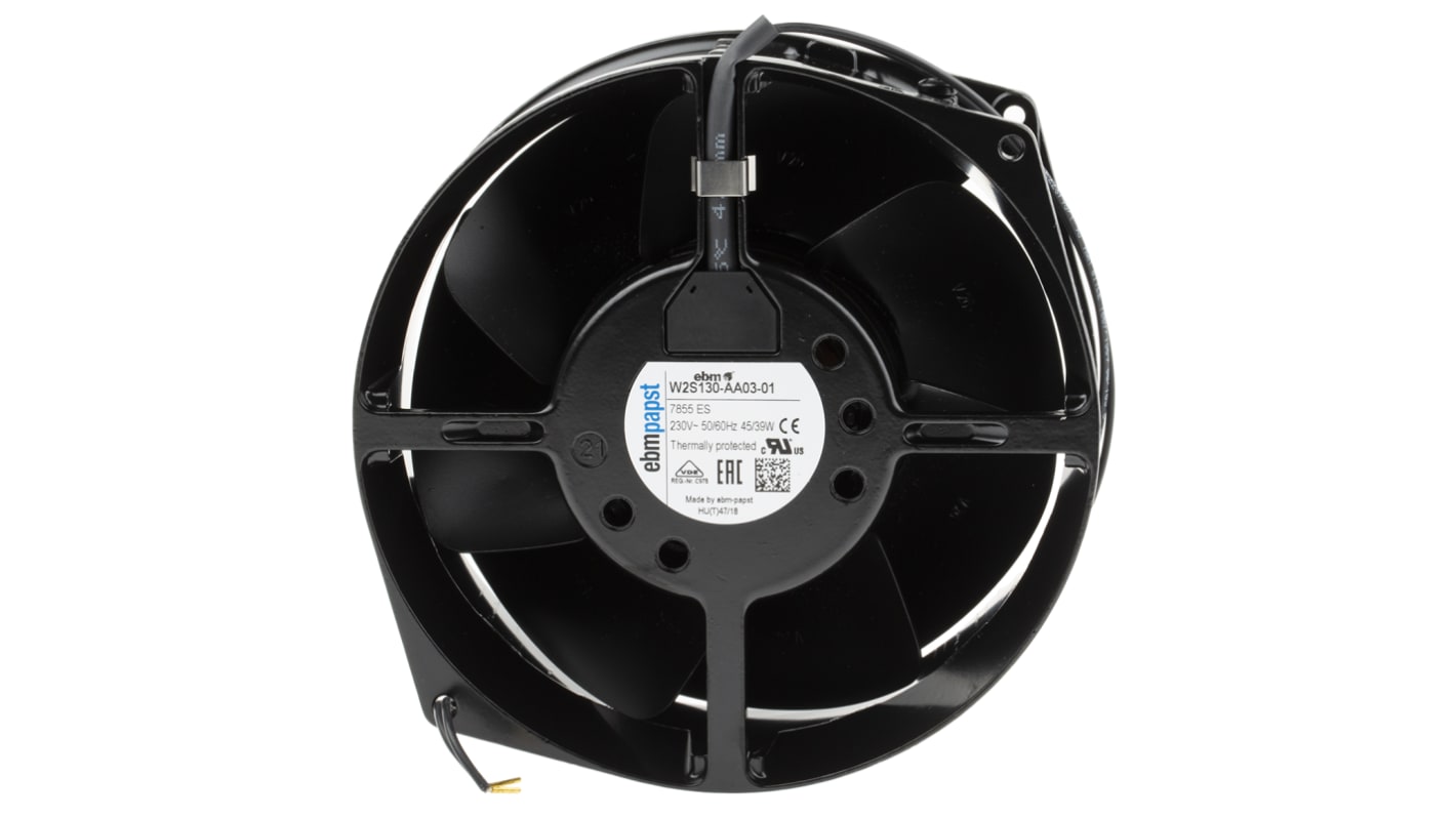 ebm-papst W2S130 Series Axial Fan, 230 V ac, AC Operation, 340m³/h, 39W, 310mA Max, 150 x 55mm